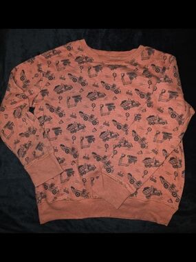 Boys Orange Construction-Print Sweater